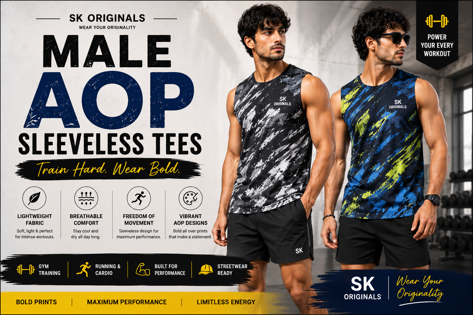 AOP Male Sleeveless Tee Collection by SK Originals
