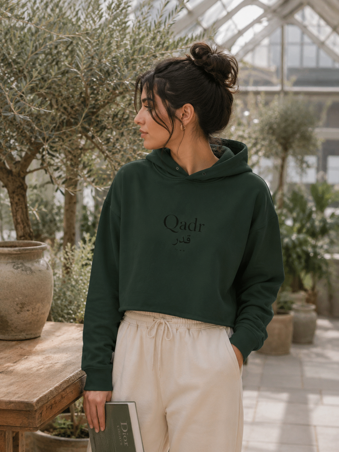 Qadr Minimalist Faith Cropped Hoodie for Women | Islamic Aesthetic Hoodie | Modest Streetwear