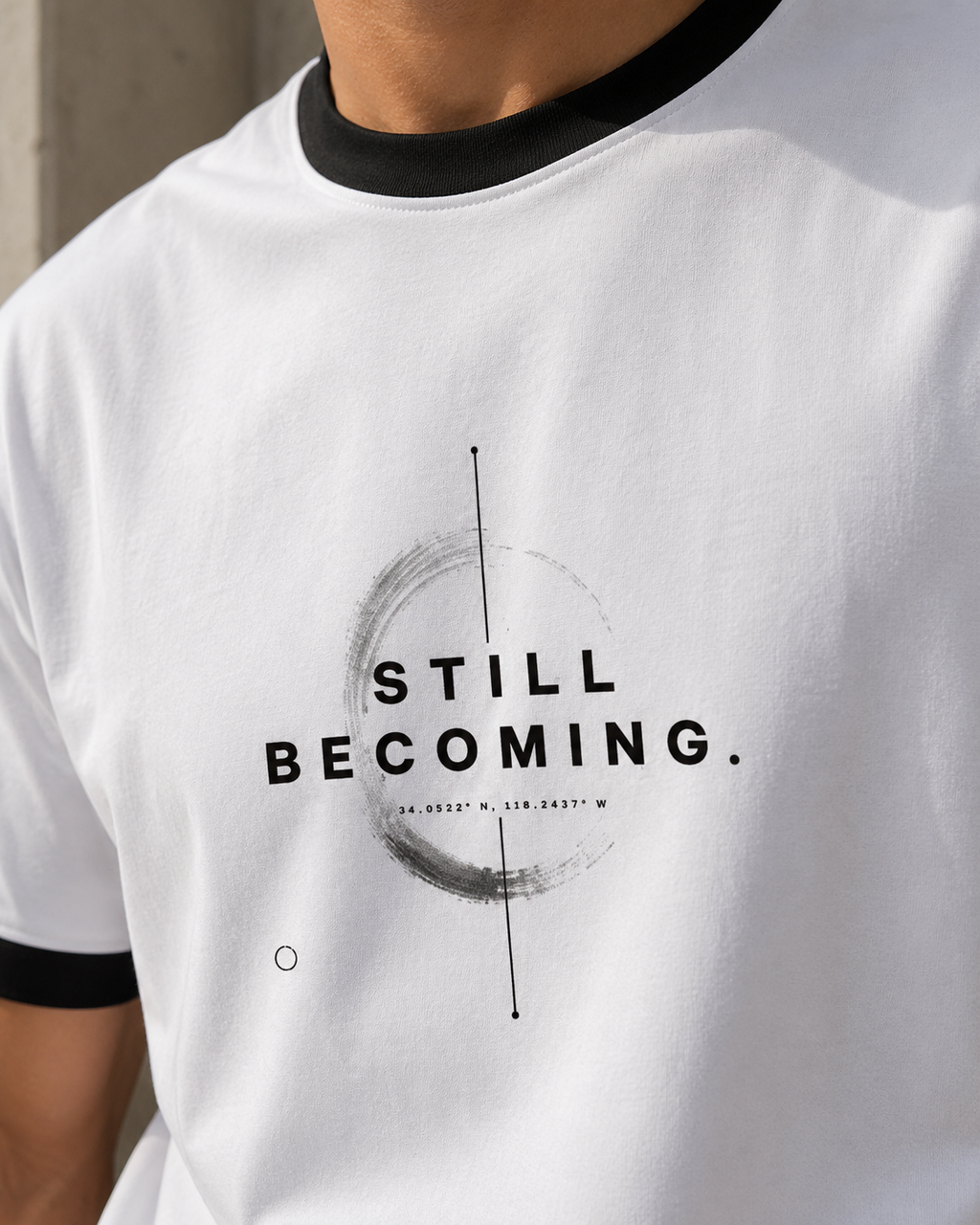 Still Becoming Men's Regular Fit Ringer T-Shirt | Minimal Graphic Tee | SK Originals