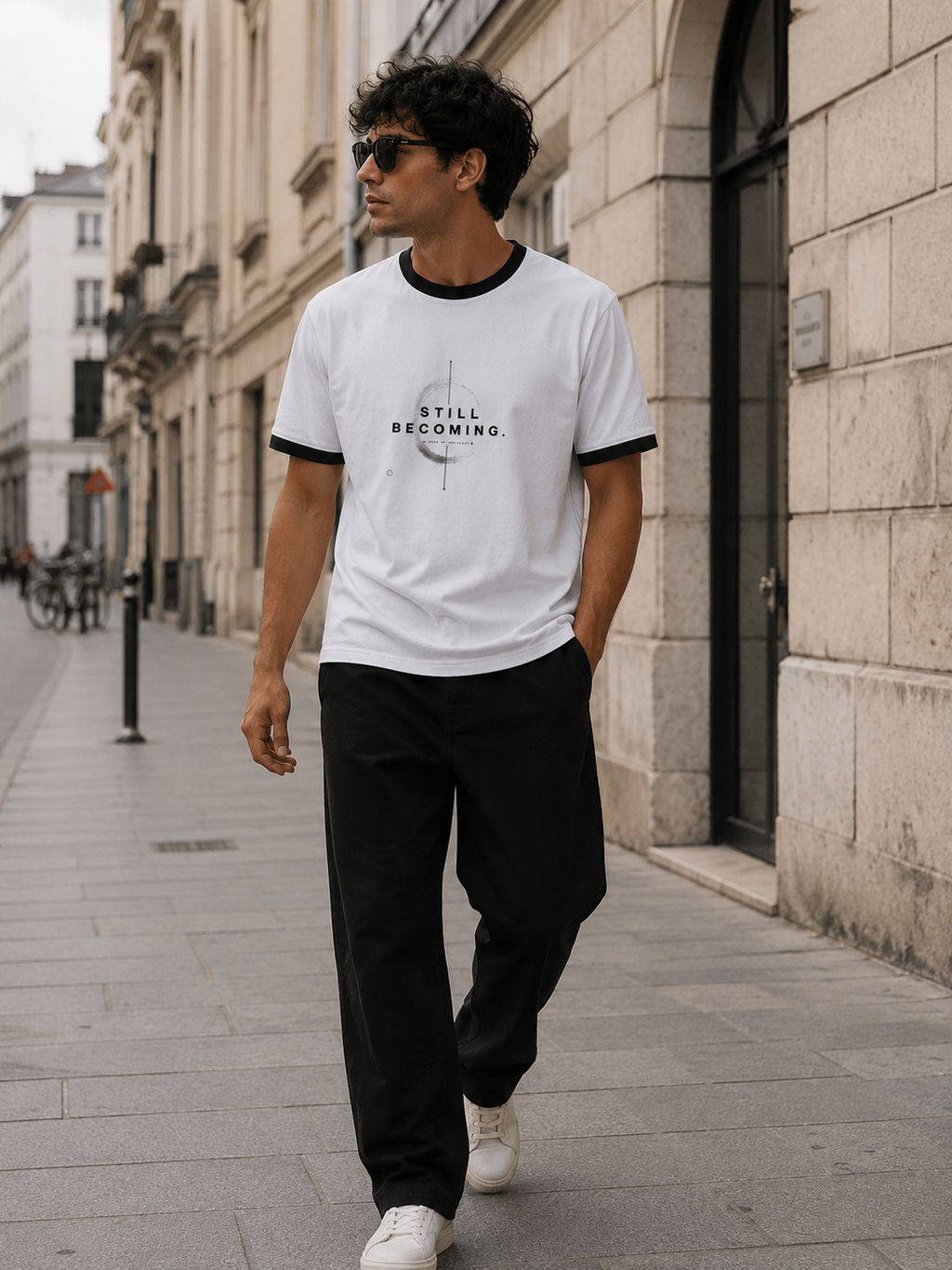 Still Becoming Men's Regular Fit Ringer T-Shirt | Minimal Graphic Tee | SK Originals