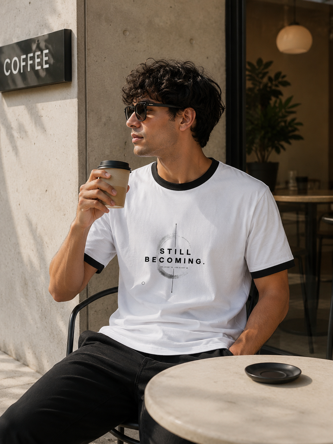 Still Becoming Men's Regular Fit Ringer T-Shirt | Minimal Graphic Tee | SK Originals