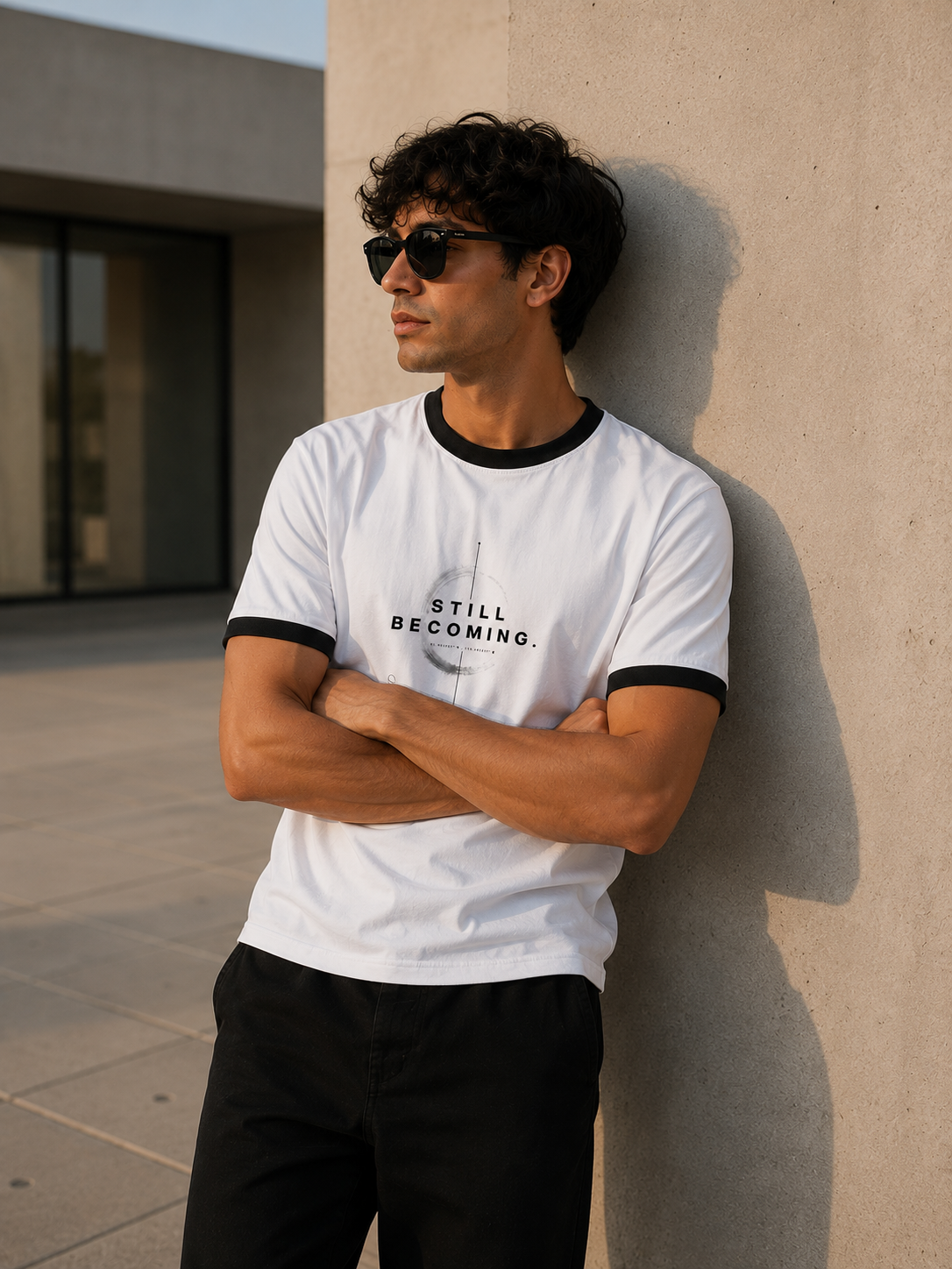 Still Becoming Men's Regular Fit Ringer T-Shirt | Minimal Graphic Tee | SK Originals