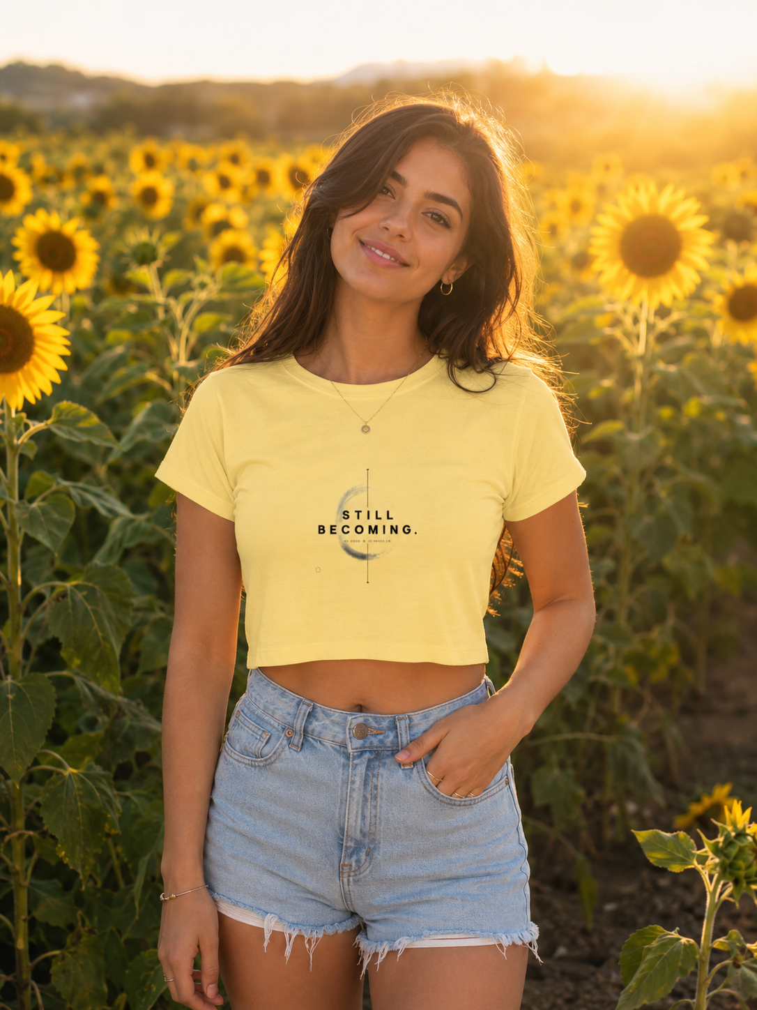 Still Becoming™ Women's Minimalist Crop Top | Inspirational Aesthetic Graphic Tee | Soft Cotton Cropped T-Shirt