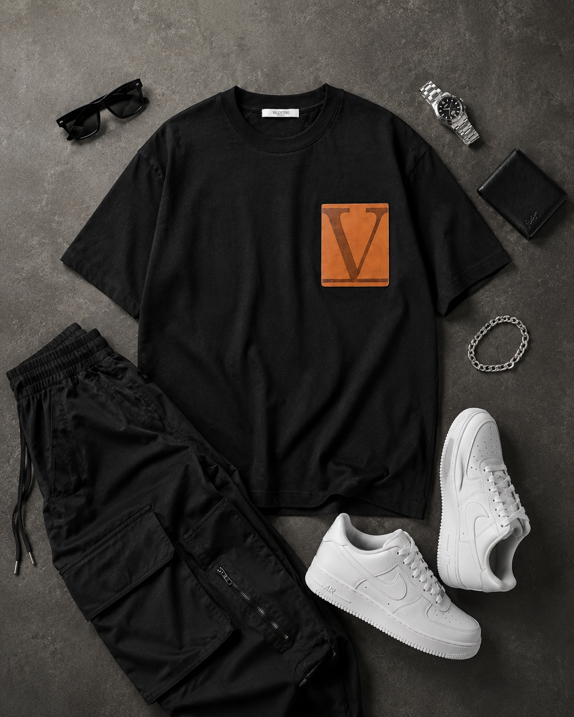 Valentino Printed Men's Black T-Shirt | Premium Graphic Cotton Tee | SK Originals